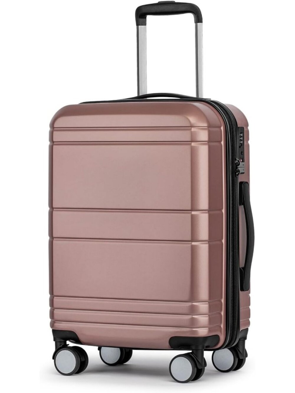 22-Inch Hardside Carry-On Luggage, Airline Approved, Rose Gold Travel Suitcase